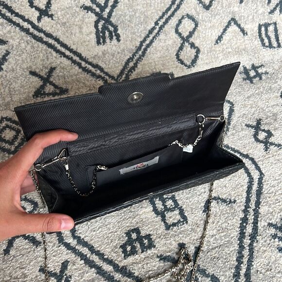 Vintage rectangular purse black tie straw going out bag - Picture 4 of 4